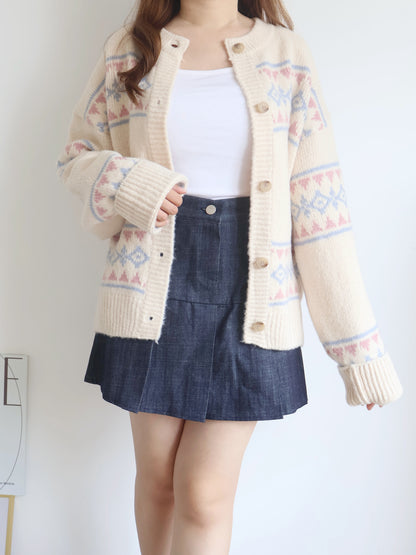 Jacquard Nordic Overfit Cardigan(Beige)