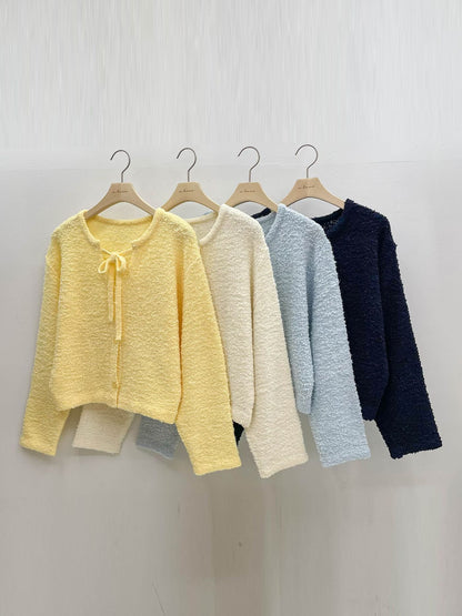 Chic Bow Bouclé Cardigan(4 colors)
