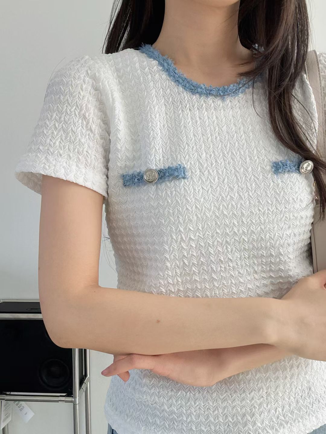 [Wrinkle-Free] Elegant Fringed Tweed Blouse(2 Colors)