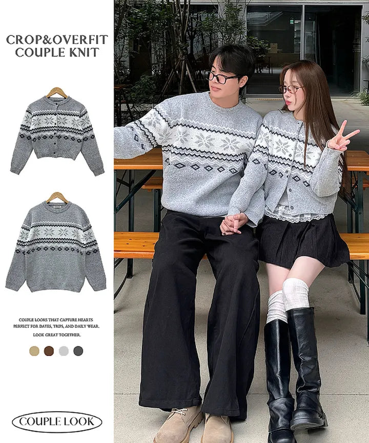 Nordic Snowflake Pattern Cardigan