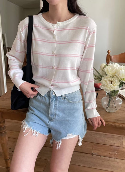 Colorful Springtime Striped Cardigan(4 colors)