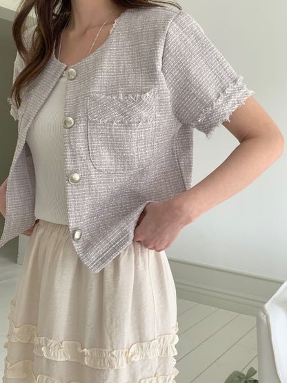 Elegant Fringed-Trim Tweed Jacket(3 Colors)
