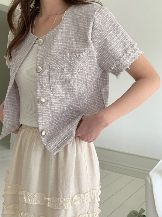 Elegant Fringed-Trim Tweed Jacket(3 Colors)