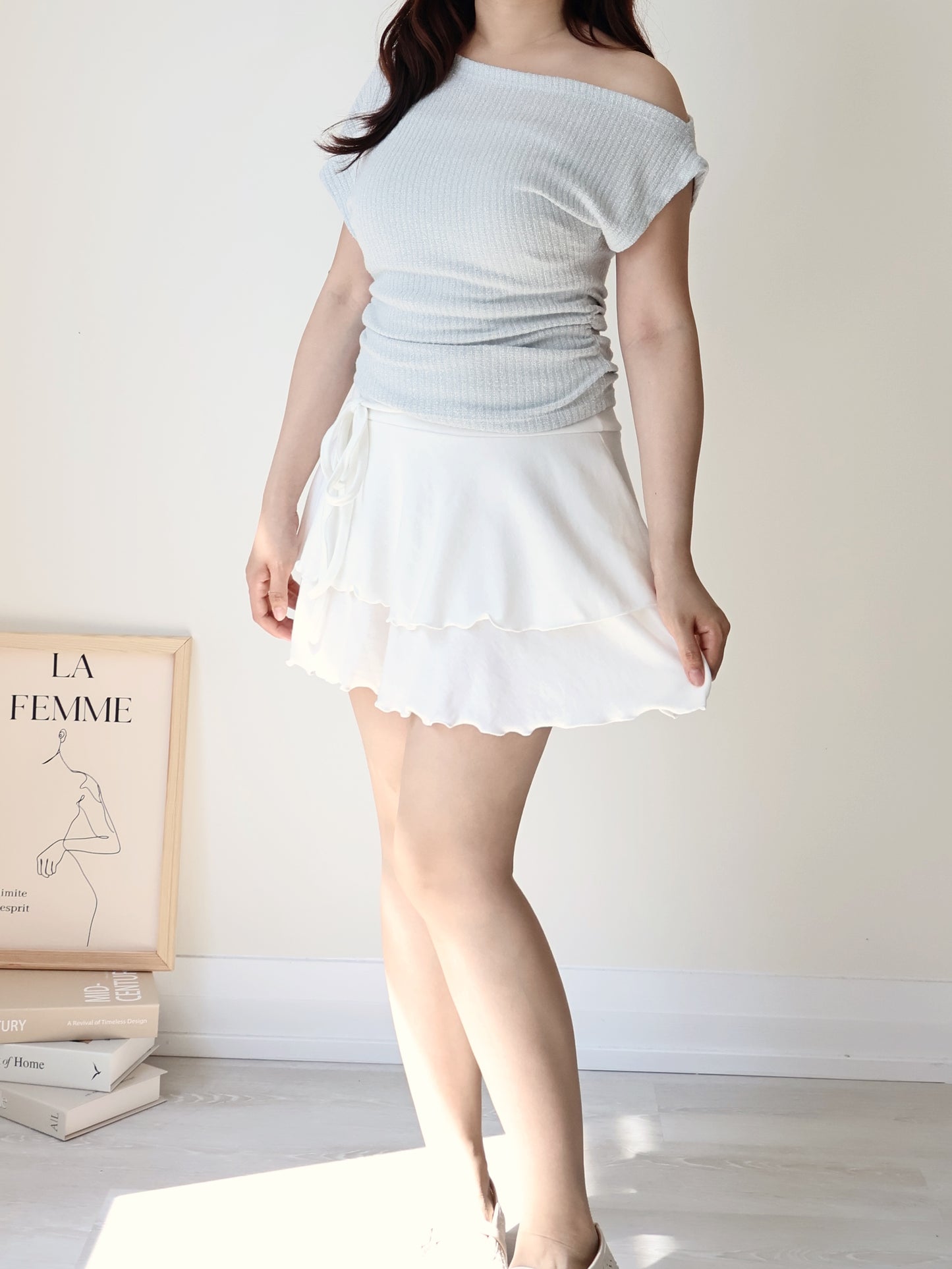 Breezy Cool-Touch Sculpted Asymmetric Top(Skyblue)