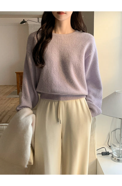 Round Neck Marshmallow Lambswool Sweater(10 Colors)