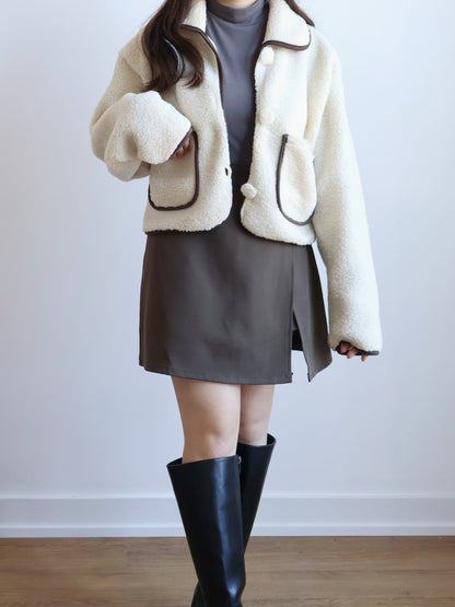 Teddy Bear Coat(IvoryxBrown)