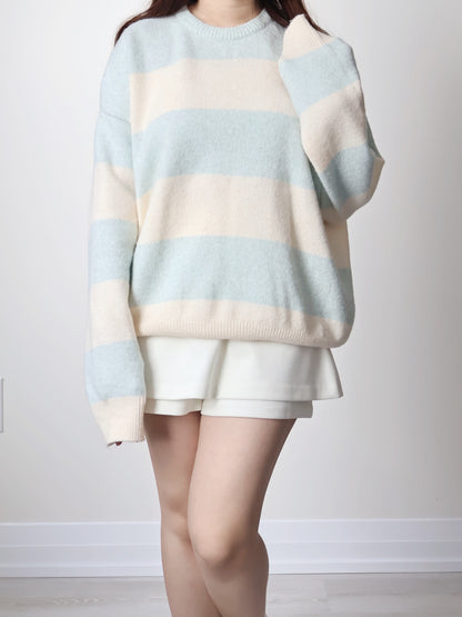 [10% FINE WOOL] Blueberry Yogurt Color-Block Sweater(3 colors)
