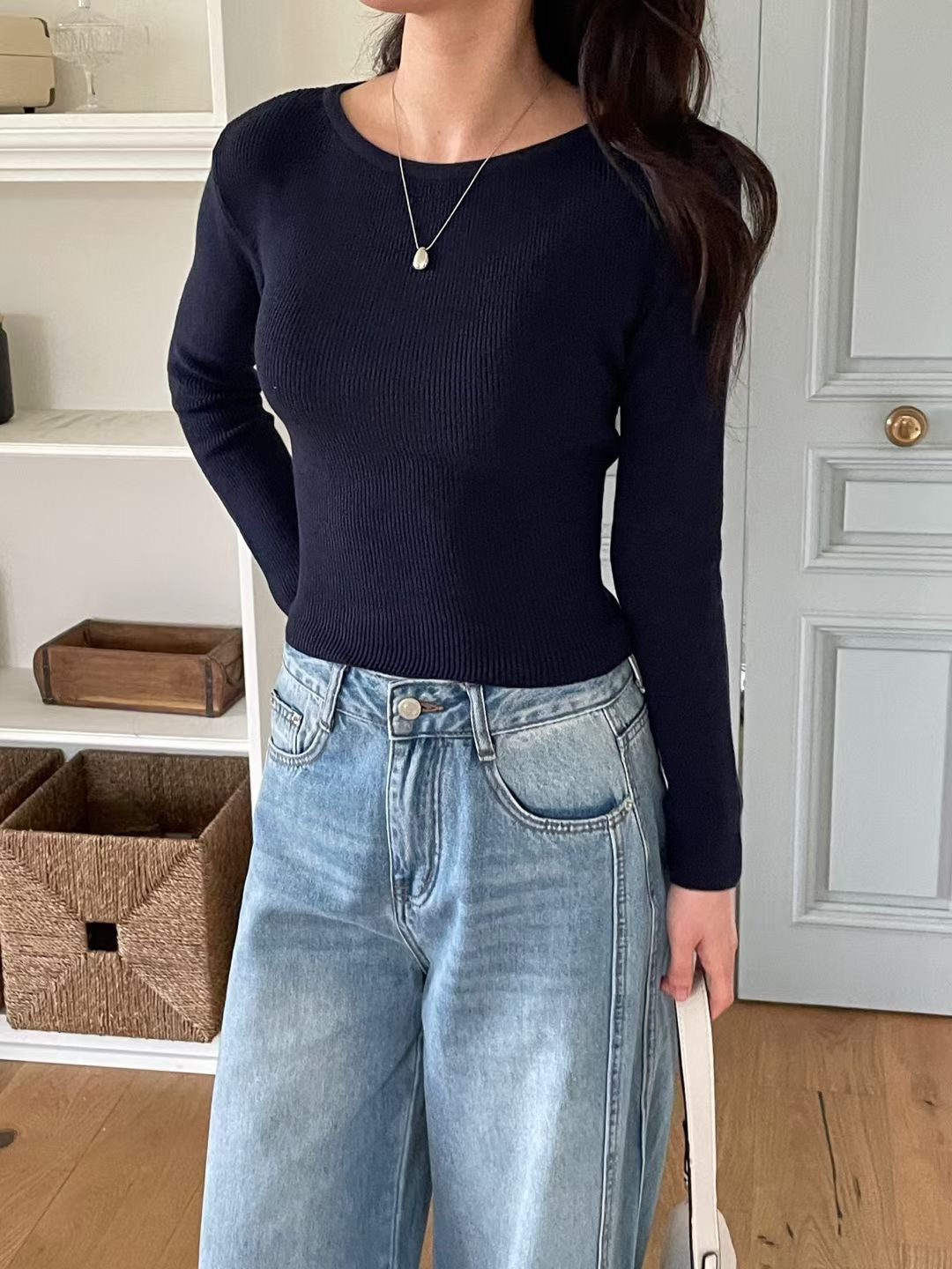 Elegant Boat Neck Open-Back Knit Top(4 colors)