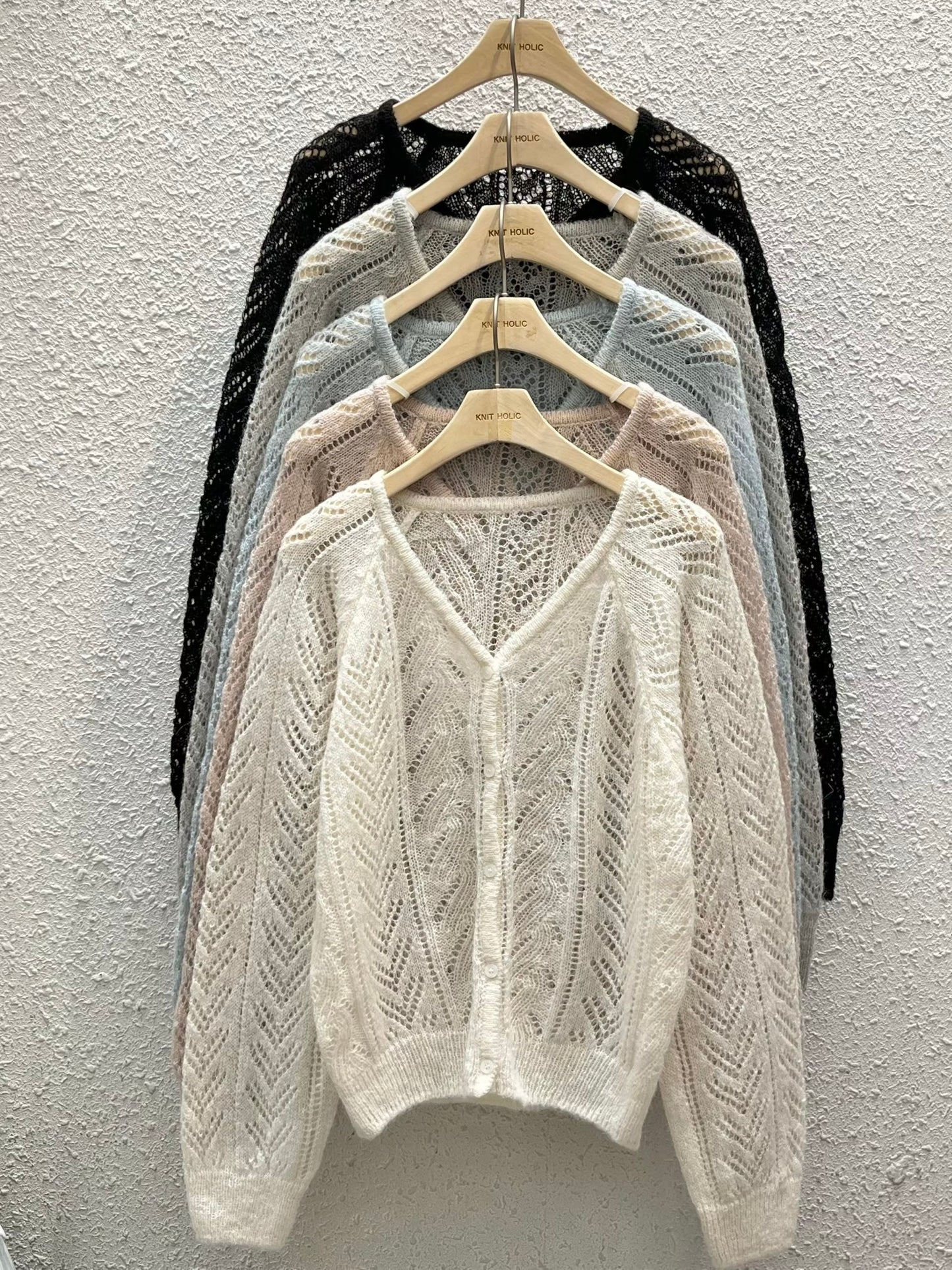 ［20% wool] Gentle Eyelet Lightweight Cardigan(5 colors)