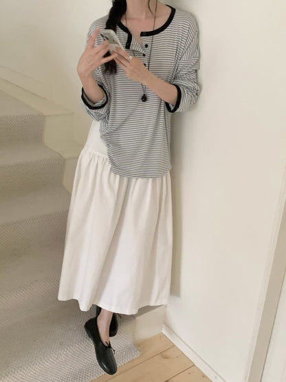 Henley Striped Top(3 colors)