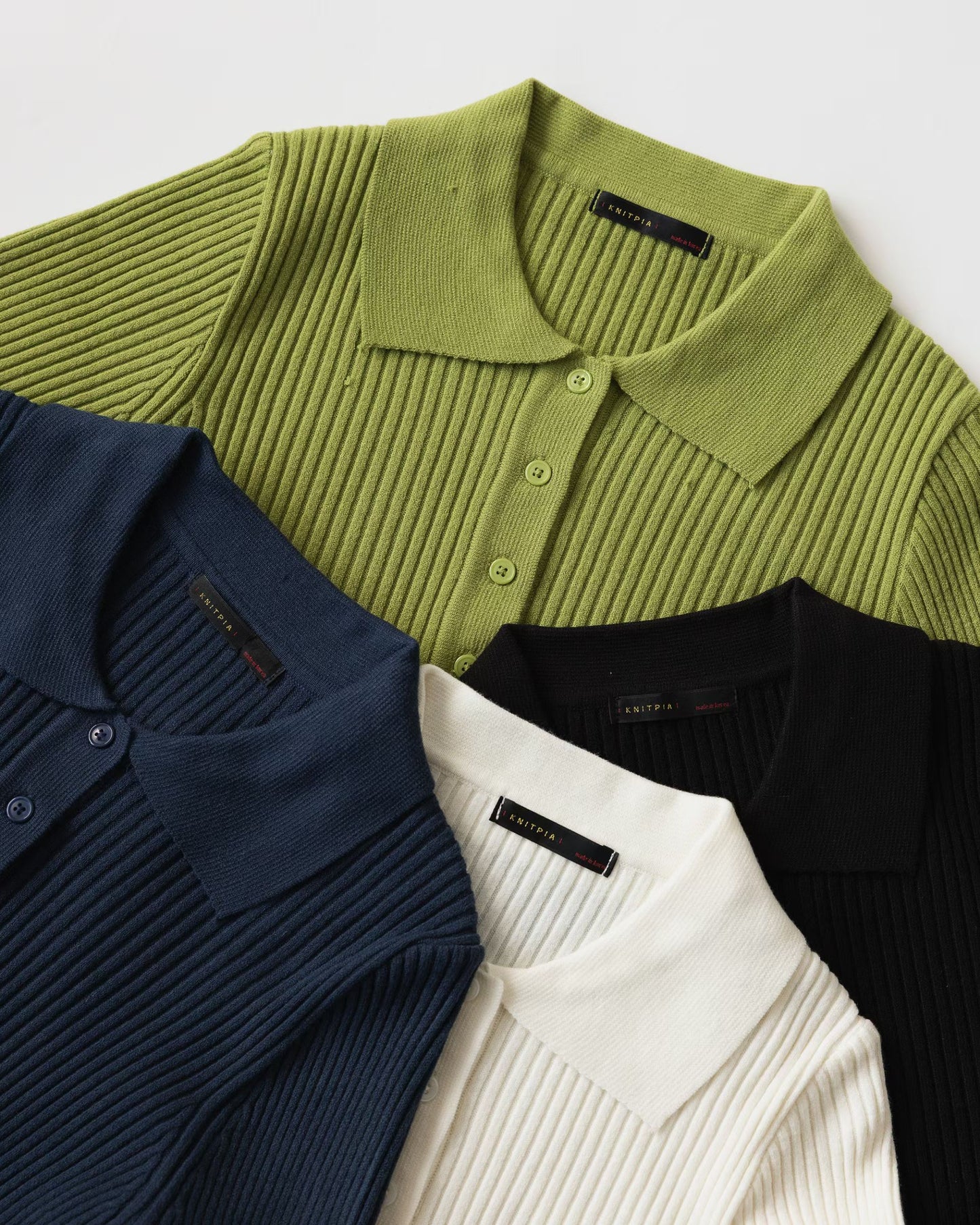 Sophisticated Stretch Polo Rib-Knit Top(4 colors)