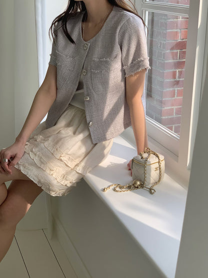 Elegant Fringed-Trim Tweed Jacket(3 Colors)