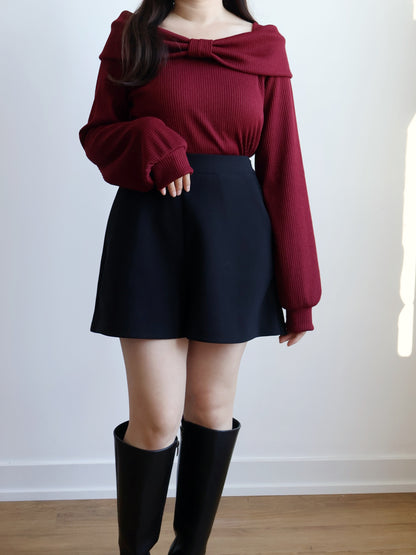 Christmas Choice🤶🏻Elegant Ribbon Top(Wine)