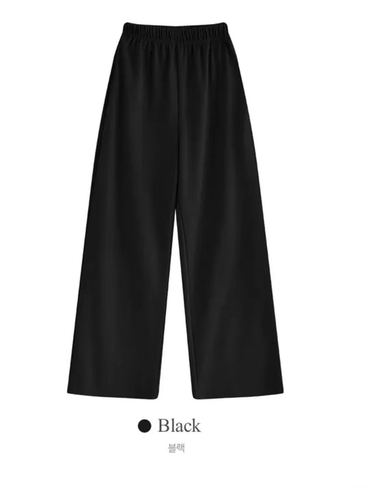 [3 Lengths] Everyday Relaxed Wide-Leg Cotton Pants with Pockets(Black)