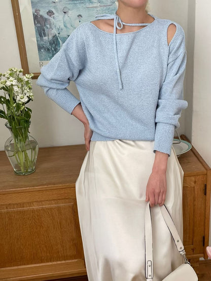 Romance Choker Slit Knit Top(4 colors)