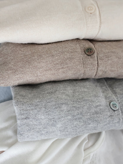 Premium Italian Cotton Soft-Touch Raglan Cardigan(Grey)