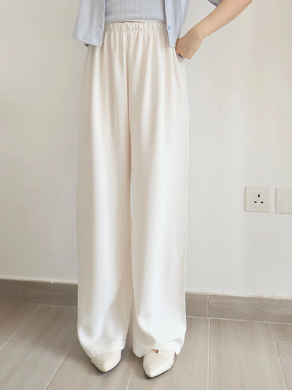 [Wrinkle-Free] -5KG Air-Flow Wide-Straight Slacks(Ivory)