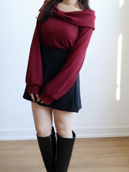 Christmas Choice🤶🏻Elegant Ribbon Top(Wine)