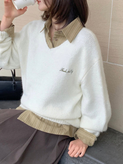 [10% Wool] Furry loose fit V-neck knit(5 colors)
