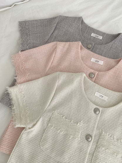 Elegant Fringed-Trim Tweed Jacket(3 Colors)