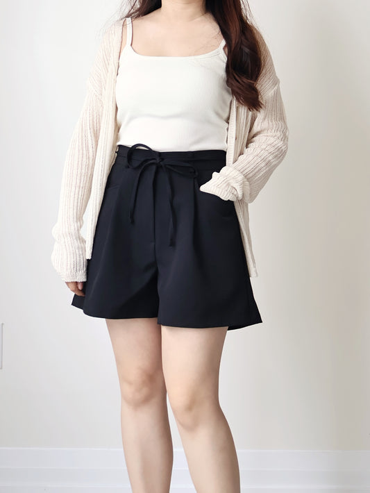 [Pear-Shape Friendly🍐] High-Waist Tailored Shorts with Pockets(Black)