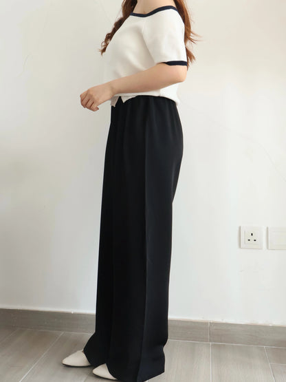 [Wrinkle-Free] -5KG Air-Flow Wide-Straight Slacks(Black)