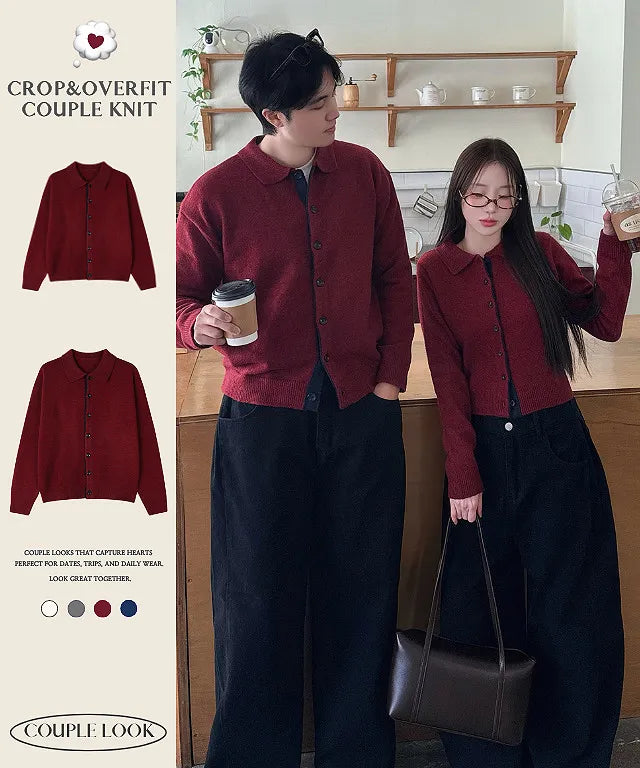 [Female] 5% Wool Color-Block Lapel Cardigan(4 colors)