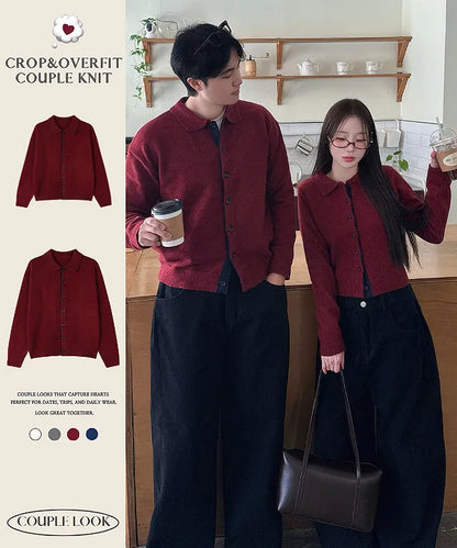 [Female] 5% Wool Color-Block Lapel Cardigan(4 colors)