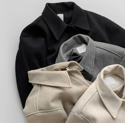 Sleek Zip-up Wool Coat