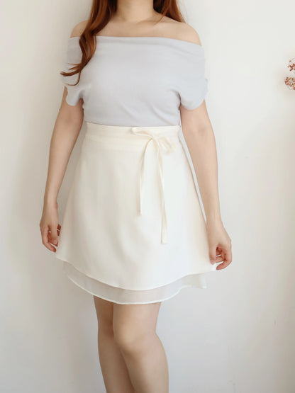 Elegant Ribbon Sheer A-Line Skirt(Ivory)