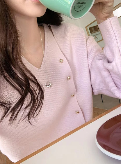 Elegant Gold Buttons Sweater(3 colors)