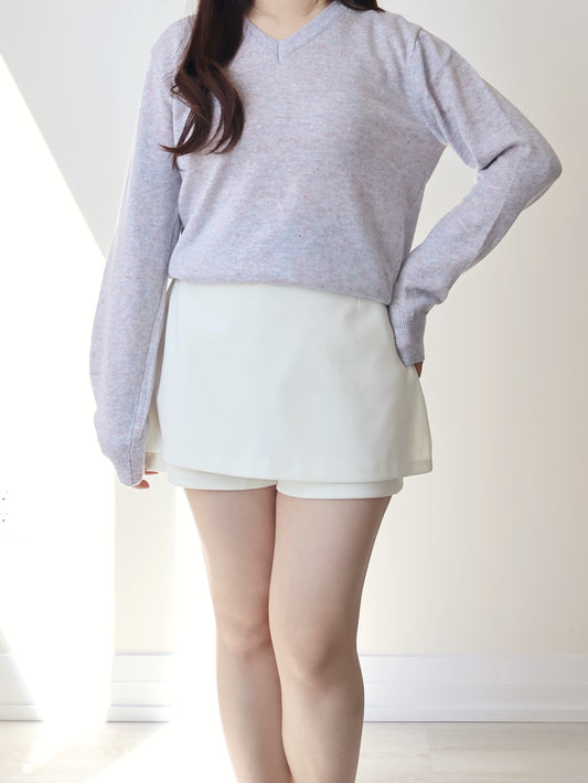 Dreamy V-Neck Heather Sweater(Lavender)