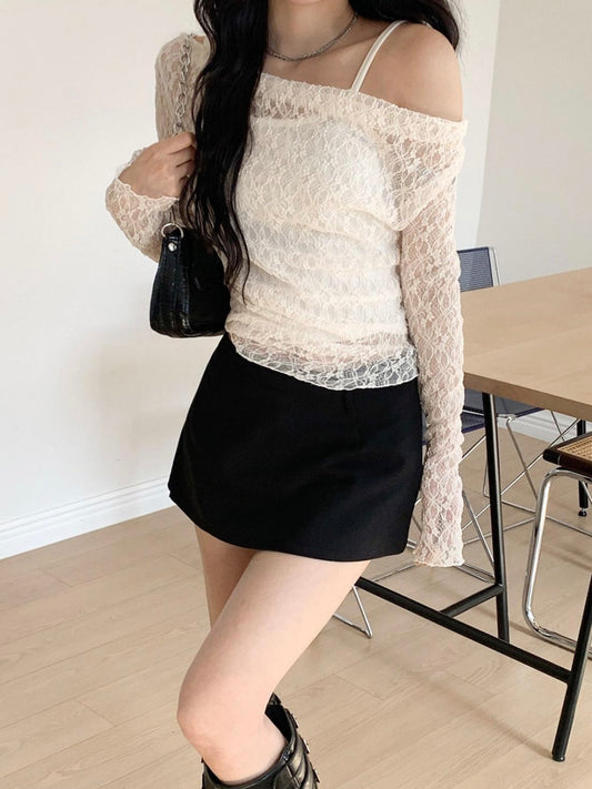 Dreamy Lace Off-shoulder Set(3 colors)