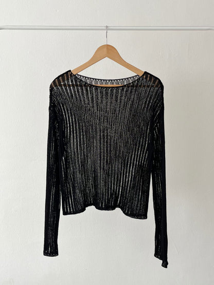 Minimalist Round Neck Sheer Knit Top(4 Colors)