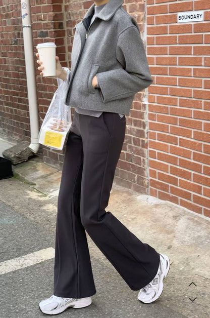 Sleek Zip-up Wool Coat