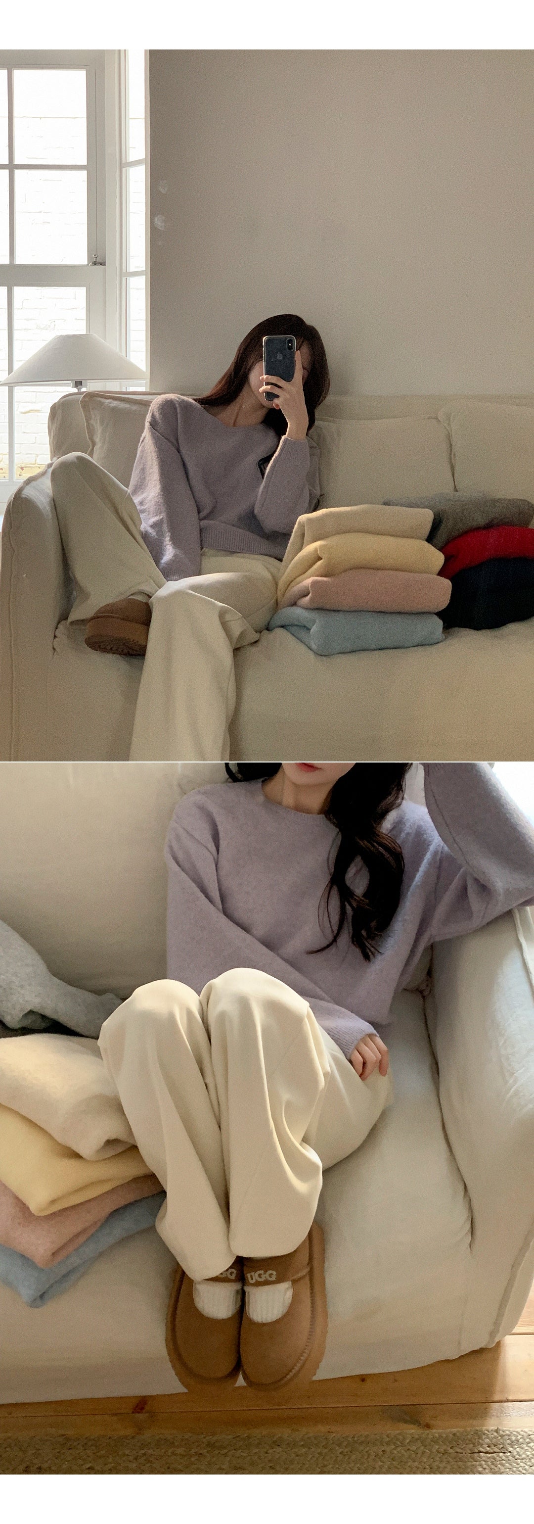 Round Neck Marshmallow Lambswool Sweater(10 Colors)