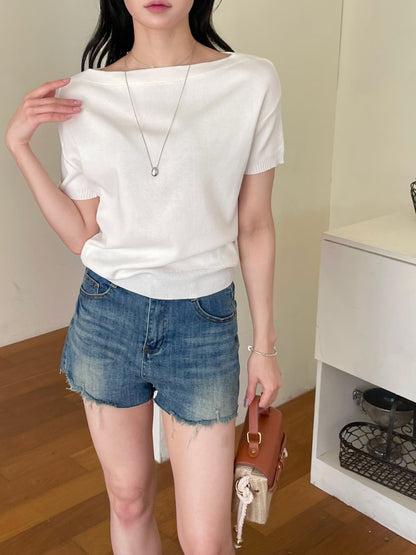 Slouchy Boatneck Knit Top(2 Colors)