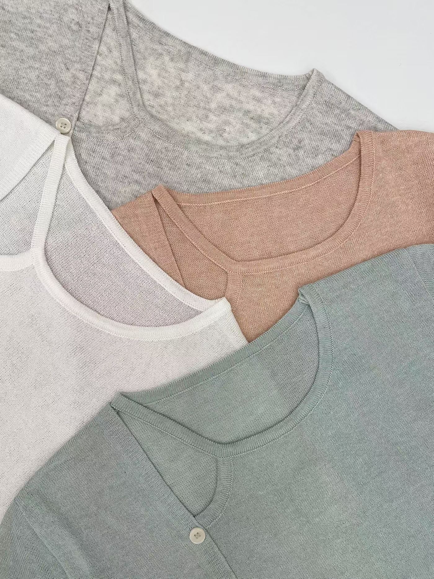 Elegant Eyelet Buttoned Linen Knit Top(4 Colors)
