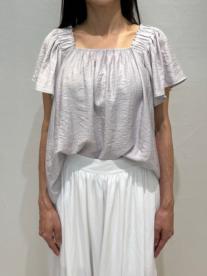 Graceful Square Neck Petal-Sleeve Chiffon Blouse(4 colors)