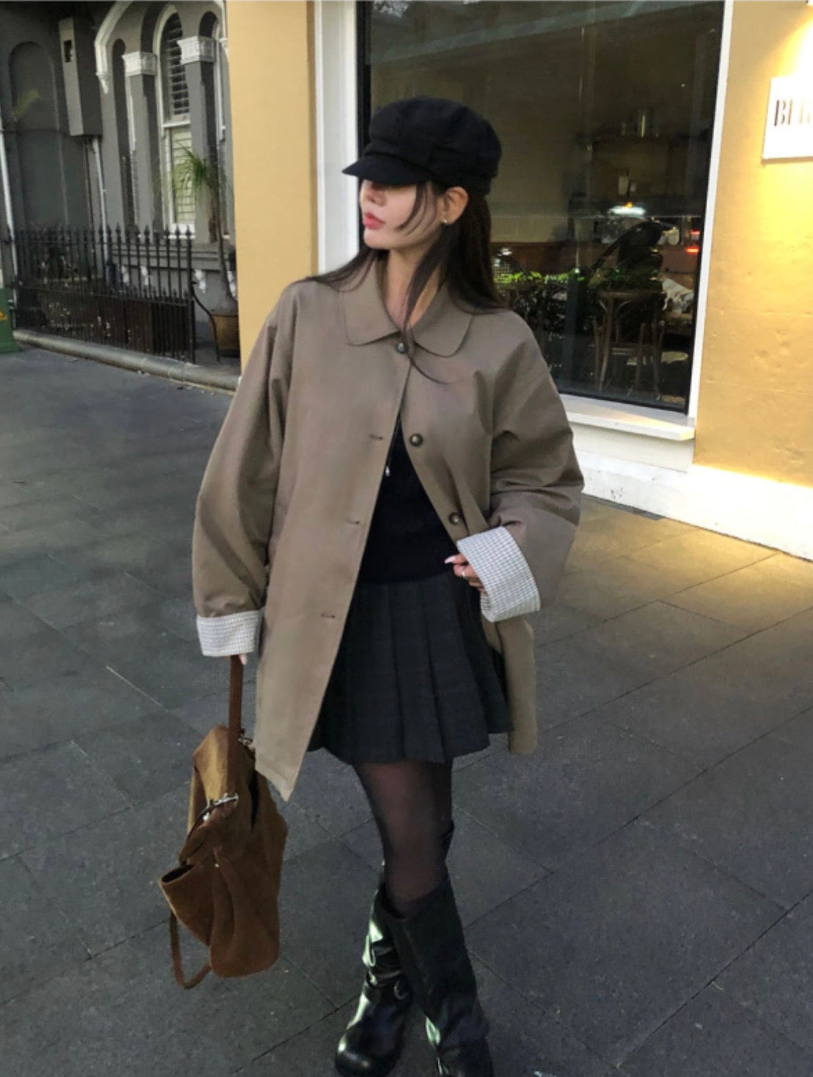 Plaid-lined Trench Coat(3 colors)