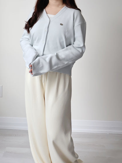 V-neck Silver Plaque Mochi Cardigan(Mint)