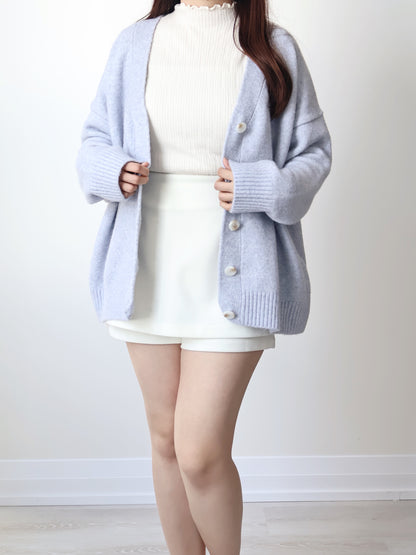10% Lambswool Marshmallow Oversized Cardigan(Lavender)