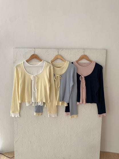 Romance Ribbon Colour-Block 2-Piece Set(3 colors)