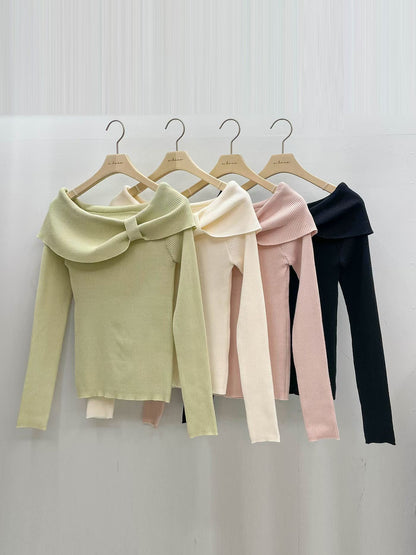 2-WAYS Romantic Ribbon Knit Top(4 colors)