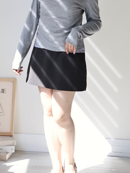Layered Shirt-Collar Top(Grey)