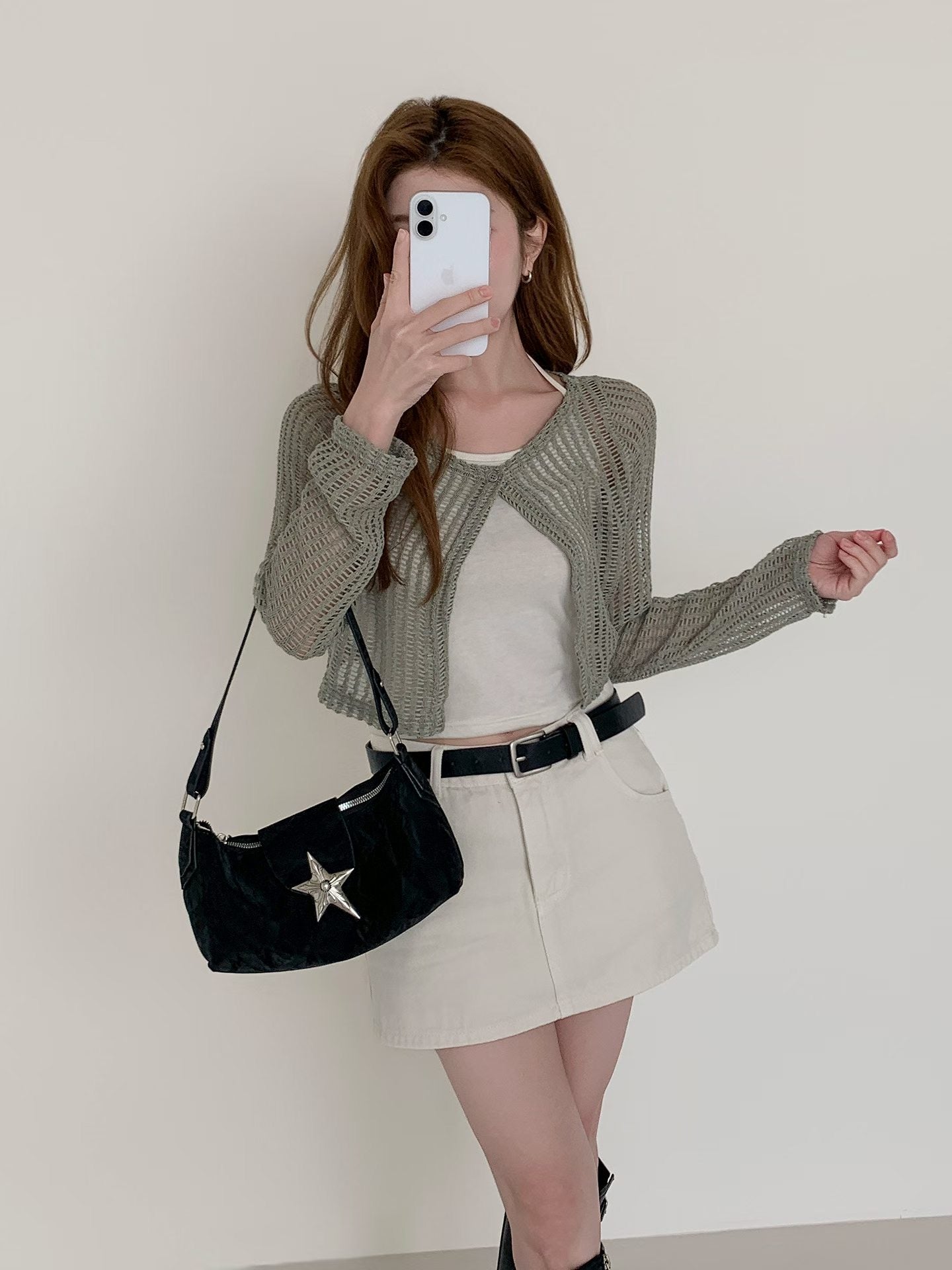 Casual Mesh Knit Cover-Up + Halter Cami 2-Piece Set(3 colors)