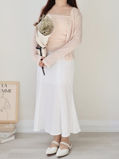 Romantic Sheer Trim Bra Top + Airy Tencel Cardigan(Peach)