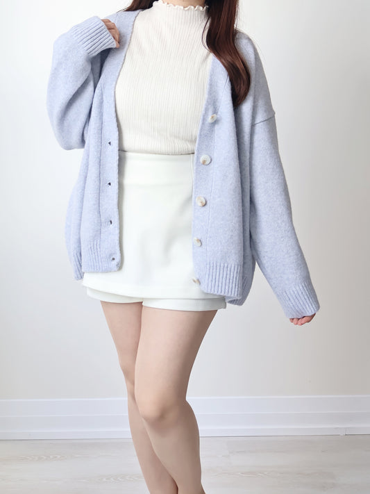 10% Lambswool Marshmallow Oversized Cardigan(Lavender)