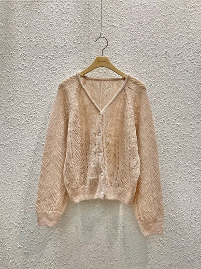 ［20% wool] Gentle Eyelet Lightweight Cardigan(5 colors)