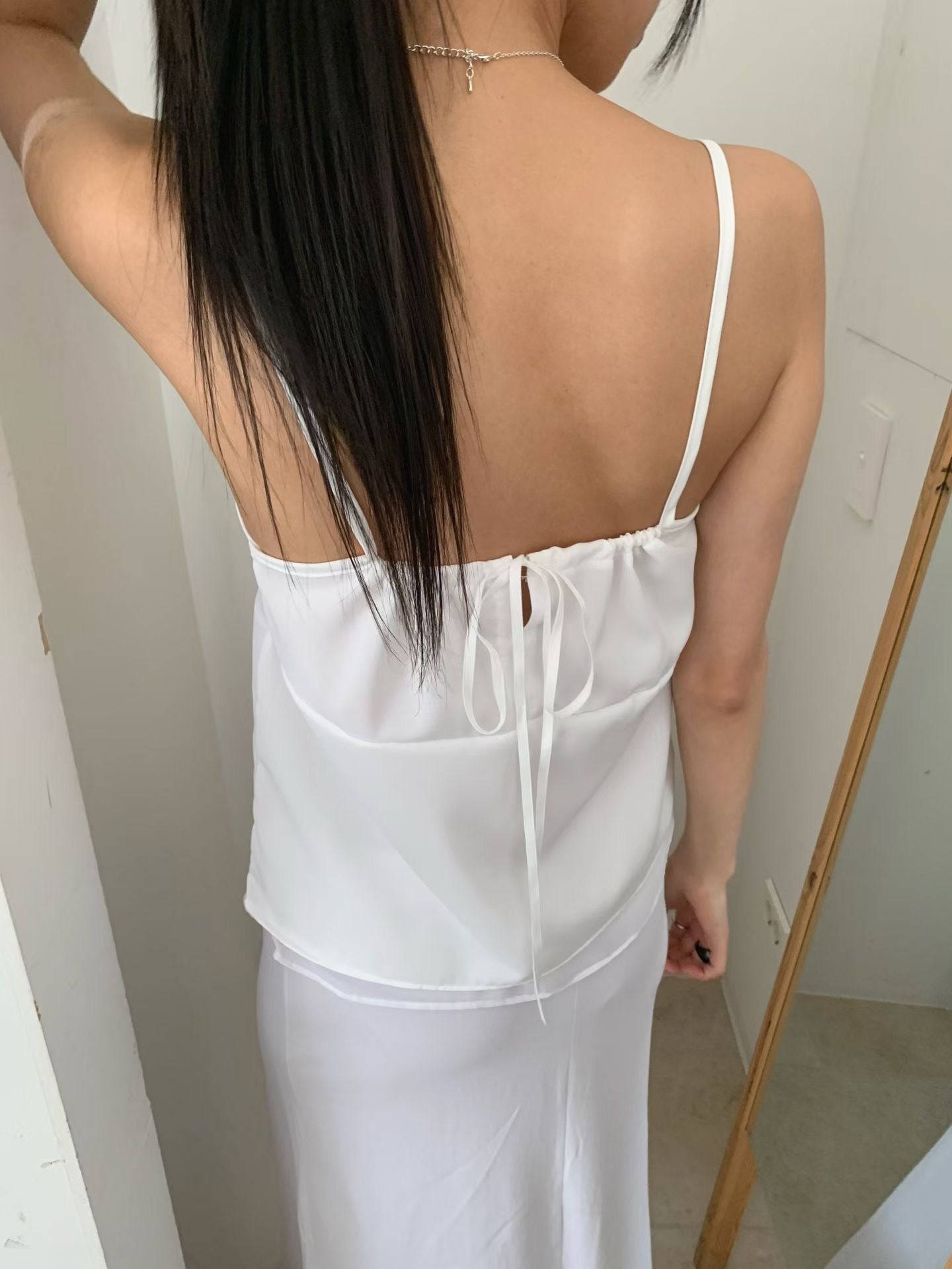 Feminine Sheer Satin Slip Cami Top(3 colors)
